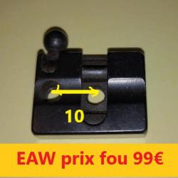 Embase EAW Arrière  hauteur 7 mm  entraxe 10 avec 2 vis     occasion  blanchie  dessous  H810