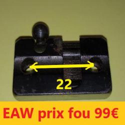 Embase EAW Arrière  hauteur 7 mm  entraxe 22 avec 2 vis     occasion  qqs points de rouille   H722