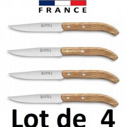 LOT DE 6 Couteaux steak " CAMPAGNE " LAME INOX MANCHE BOIS OLIVIER -LA FOURMI