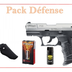 Pistolet alarme WALTHER P22 CAL. 9 MM PAK BICOLOR + 50cart + holster + aérosol "Pack Défense"