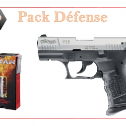 Pistolet alarme WALTHER P22 CAL. 9 MM PAK BICOLOR + 50cart "Pack Défense"