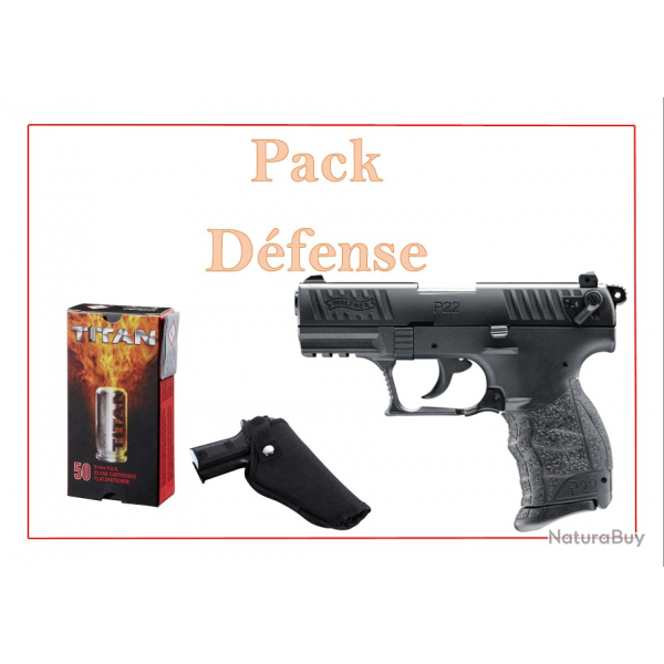 Pack Pist. ALARME WALTHER P22Q CAL. 9 MM PAK + 50 cart + holster