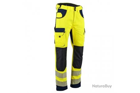 Pantalon imperméable jaune haute visibilité avec bandes argentées