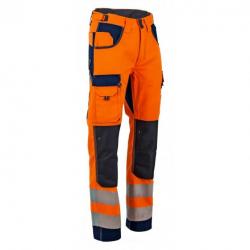 Pantalon haute visibilité avec poches genouillères en Oxford LMA DEFENSE POLARISATION Orange Bleu Ma