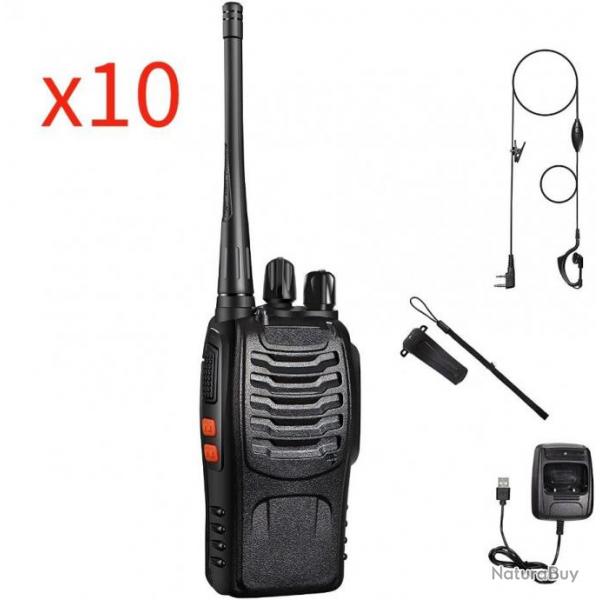 Lot de 10 talkie walkies 446 MHz 16 canaux rechargeable - LIVRAISON GRATUITE ET RAPIDE