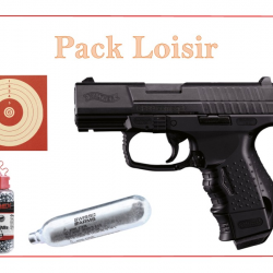 Pack Pistolet CO2 CP 99 COMPACT WALTHER + 1500 Plombs Ronds + capsules + cibles