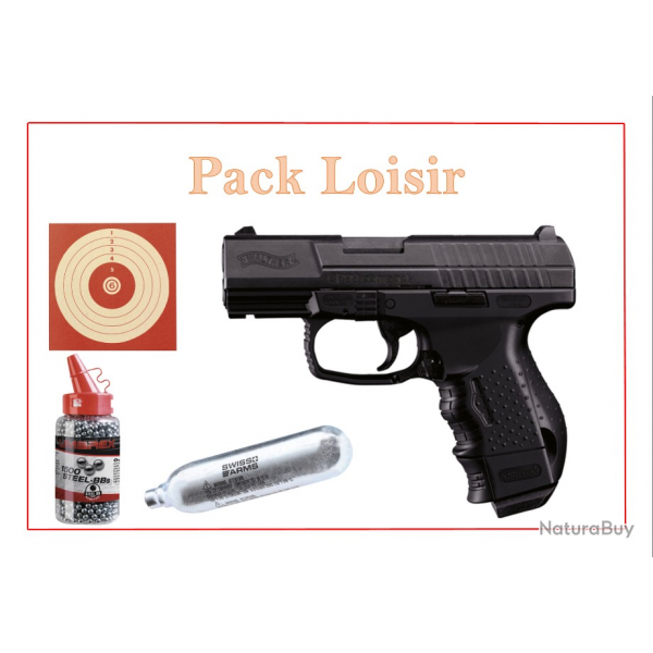 Pack Pistolet CO2 CP 99 COMPACT WALTHER + 1500 Plombs Ronds + capsules + cibles