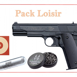 Pack Pist. CO2 GOVERNMENT 1911 A1 + 500 plombs + 100 cibles + 5 capsules CO2