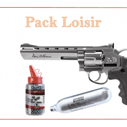 Revolver CO2 DAN WESSON Chrome canon 6" + 1500 Plombs Ronds + 5 capsule CO2 "Pack Loisir"