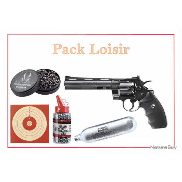 Pack Revolver CO2 PYTHON CANON 6 + cibles + plombs + Plombs Ronds + capsule CO2