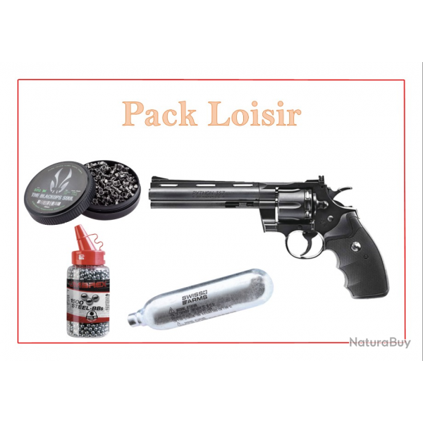 Pack Revolver CO2 PYTHON CANON 6 + plombs+ Plombs Ronds + capsule CO2