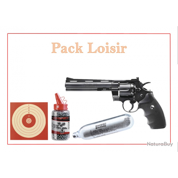 Pack Revolver CO2 PYTHON CANON 6 + cibles + Plombs Ronds + capsule CO2