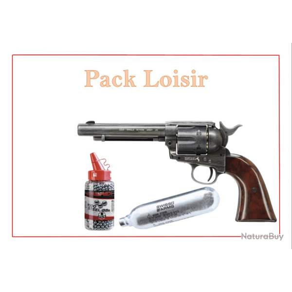 Pack Revolver CO2 SINGLE ACTION ARMY 45 BB'S +1500 Plombs Ronds+5 capsule CO2