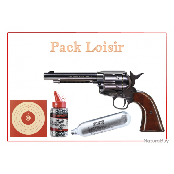 Pack Revolver CO2 SA ARMY 45 BB'S BLEUI +100 cibles+1500 Plombs Ronds+5 capsule CO2