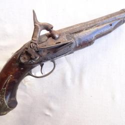 E27)  pistolet a silex espagnol  Eibar circa 1800  , miquelet , poinçon en écu ( port gratuit  )