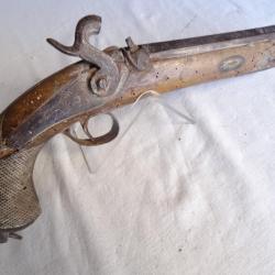 E35) grand pistolet espagnol a piston ( FABRICADO  POR  FELIPE GALBARSORO  AN 1870 )( port gratuit )