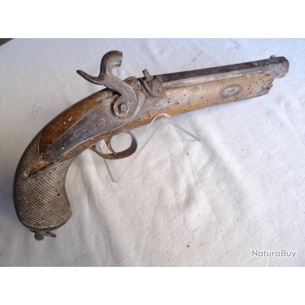 E35) lot grand pistolet espagnol a piston ( FABRICADO  POR  FELIPE GALBARSORO  AN 1870