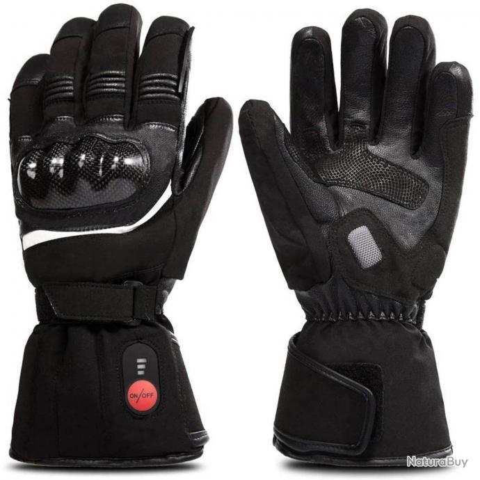 Gants de moto chauffants électriques réglables en cuir de chèvre