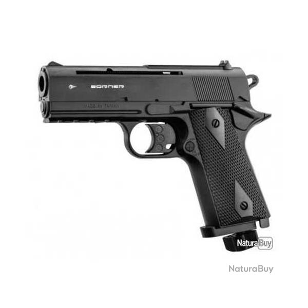 Pack pistolet Borner WC 401 4.5mm BB 3 j + 5 cartouches de CO2 12g + 1 biberon