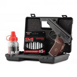 Pack pistolet Borner PM-X 4.5mm BB 3j+5 cartouches de CO2 12g +1 biberon + 1 malette Umarex