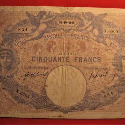 billet de 50 Francs ( bleu et rose) du 30-10-1915