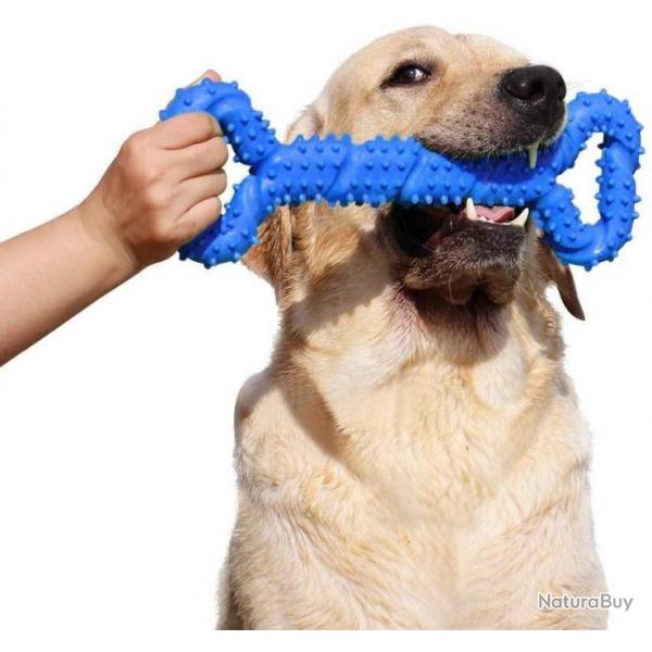 Jouet  mcher 33 cm pour chien - Os en caoutchouc bleu - Livraison rapide et gratuite