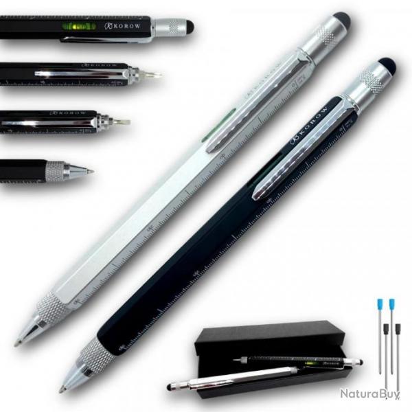 Stylo Multifonction - Lot de 2 - Tournevis Niveau  bulle Rgle Stylet Tlphone et Tablette Tactile