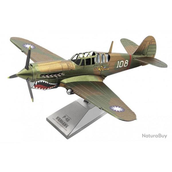 MetalEarth Aviation: P-40 WARHAWK 10.9x13.2x7.87cm. maquette 3D en mtal avec 2 feuilles multicolor