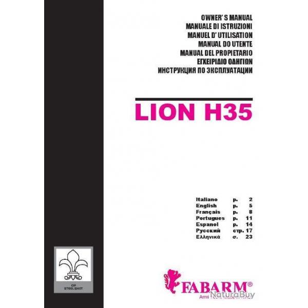 notice fusil FABARM LION H35 (envoi par mail) - VENDU PAR JEPERCUTE (m1002)