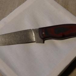 Couteau fixe acier carbone 4,5 mm épaisseur, manche micarta tissus.