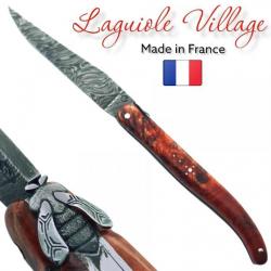 Couteau Laguiole Village érable rouge damas artisanal couteau unique