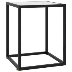 Table basse Noir avec verre marbre blanc 40x40x50 cm 322909