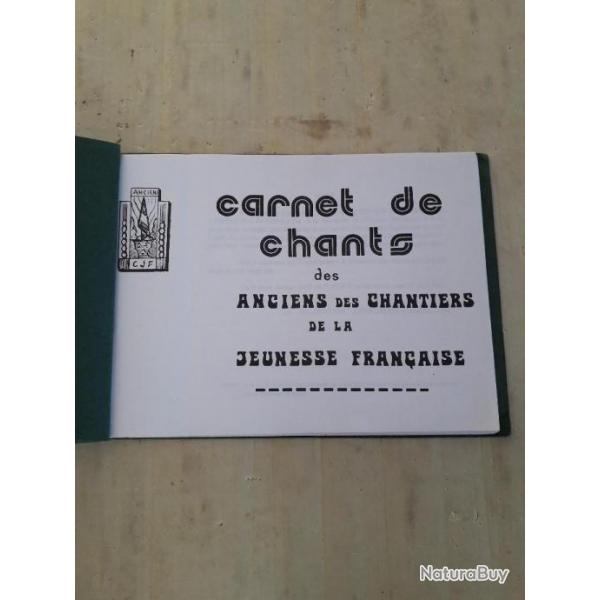 Carnet de chants des anciens des chantiers de la jeunesse franaise