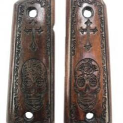 Poignée en bois découpée au Laser, modèle personnalisé mexicain Compatible Colt 1911