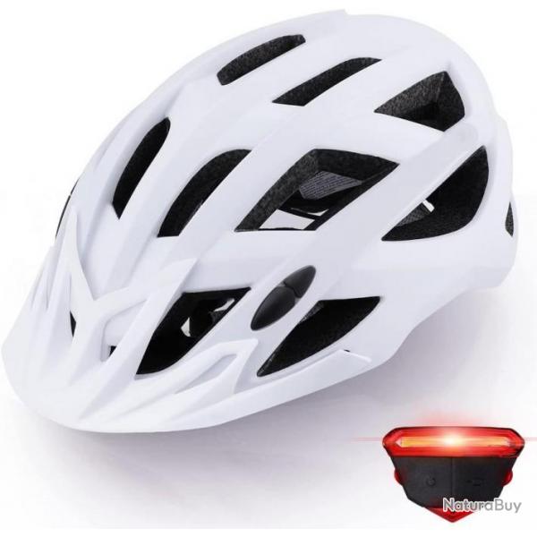 TOP ENCHERE - Casque de vlo blanc + clairage arrire + pare soleil - Livraison gratuite et rapide