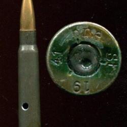 7.92 x 57 Mauser - balle légère d'entrainement - culot barré vert - étui acier laqué - amorce voire
