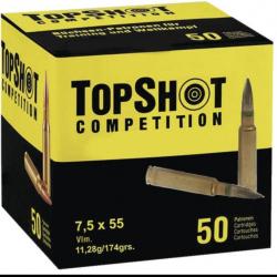 Boite de 50  munitions 7.5x55 k31 g11 k11 topshot gp11 swiss fmj .BT Match 174 grs 11.3 g 7,5x55