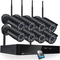 Kit vidéosurveillance wifi 2K POE 8CH NVR 8 caméras IP HD 1To IP66 - LIVRAISON RAPIDE