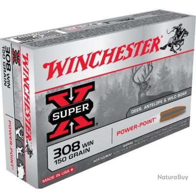 Munition Balles Winchester Power Point Super X 308win 180gr 11.7g par 100