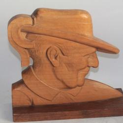 Sculpture Serre-livre bois sculpté E. Morlet Breton