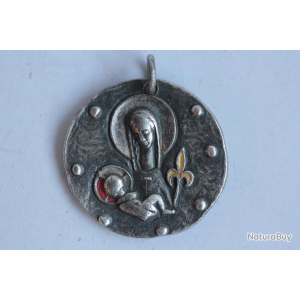 Mdaille religieuse argent maill Elie PELLEGRIN Vierge Marie