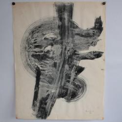 Dessin original gouache André TOURTET Ammonite 1963