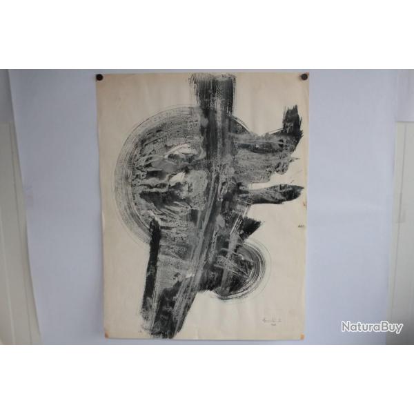 Dessin original gouache Andr TOURTET Ammonite 1963