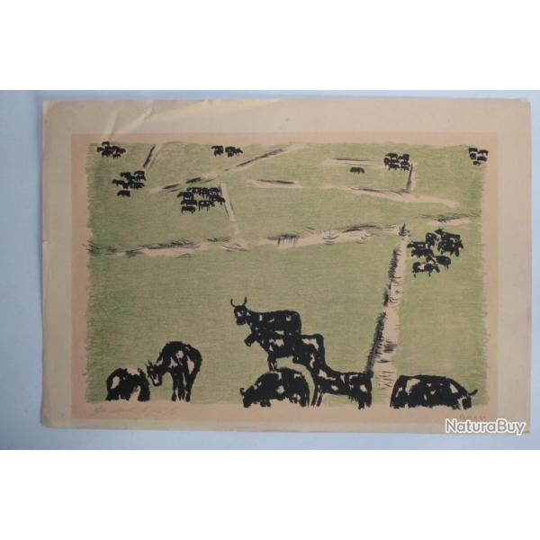 Lithographie originale Pturages Hans BERGER preuve d'artiste