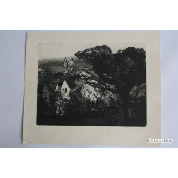 Lithographie originale Karel POKORNY Prague Rpublique tchque