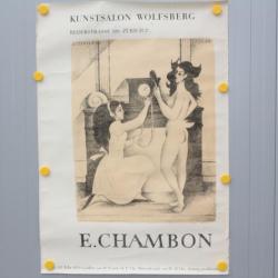 Affiche Lithographie originale Émile CHAMBON Kunstsalon Wolfsberg 1959