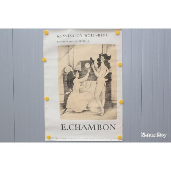 Affiche Lithographie originale mile CHAMBON Kunstsalon Wolfsberg 1959