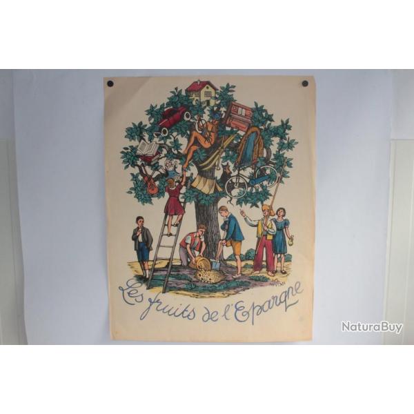 Affiche Lithographie originale Henry MEYLAN Les fruits de l'pargne