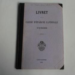 Livret caisse d'épargne cantonale Vaudoise Suisse 1886