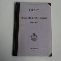 Livret caisse d'épargne cantonale Vaudoise Suisse 1886